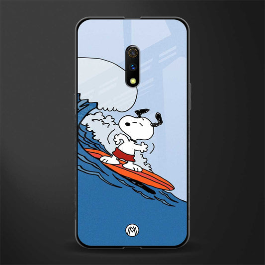 snoopy surfing glass case for realme x image
