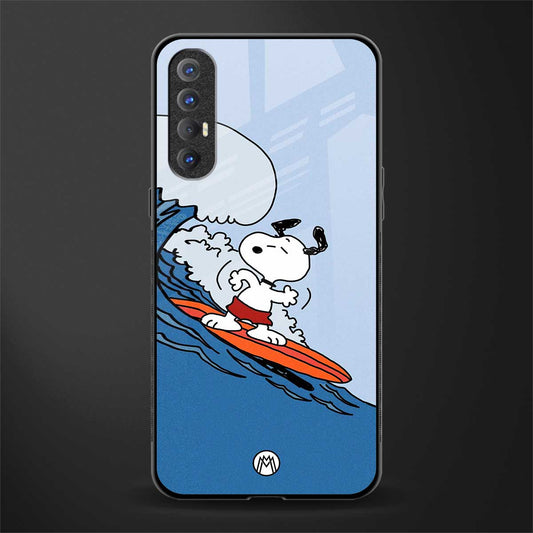 snoopy surfing glass case for oppo reno 3 pro image