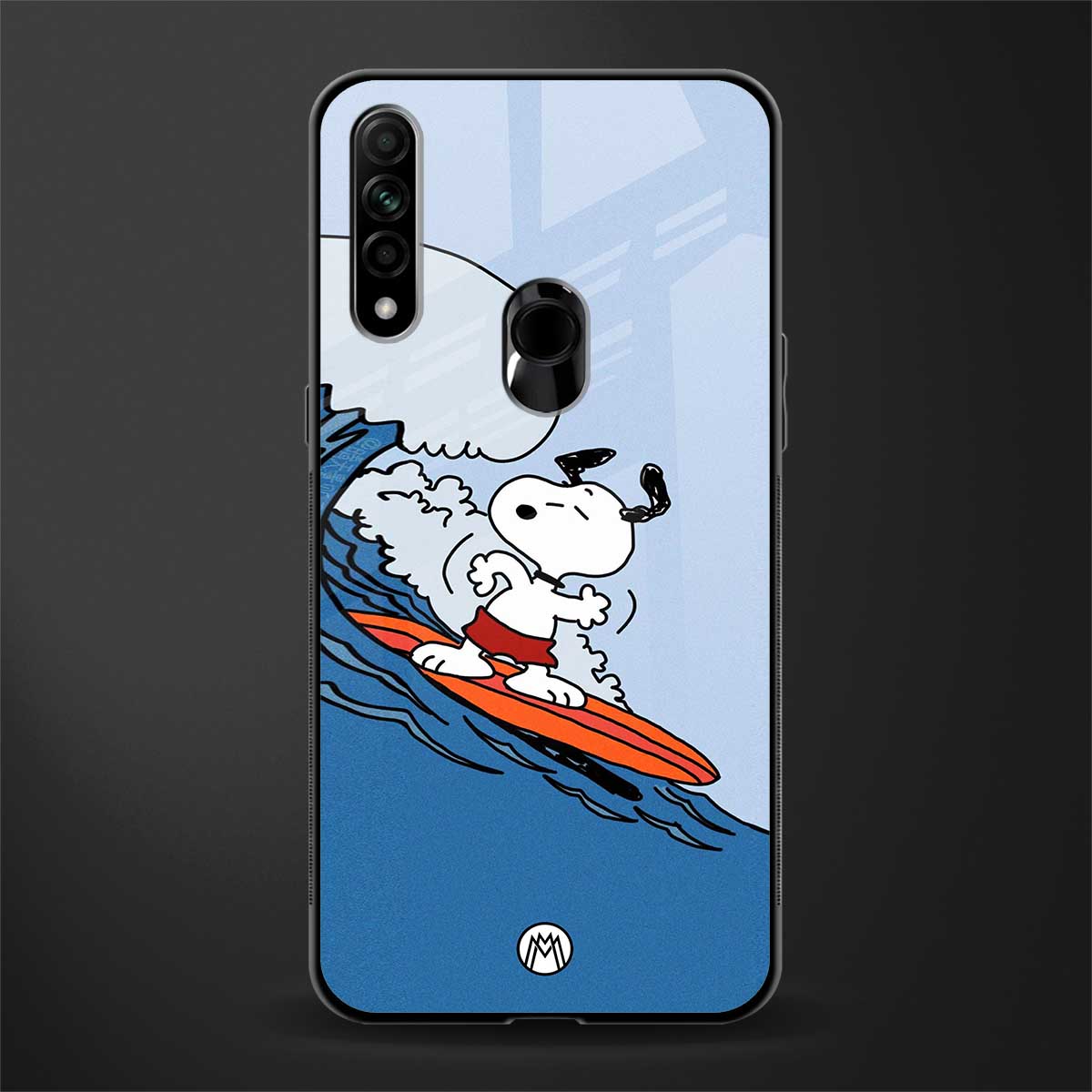 snoopy surfing glass case for oppo a31 image