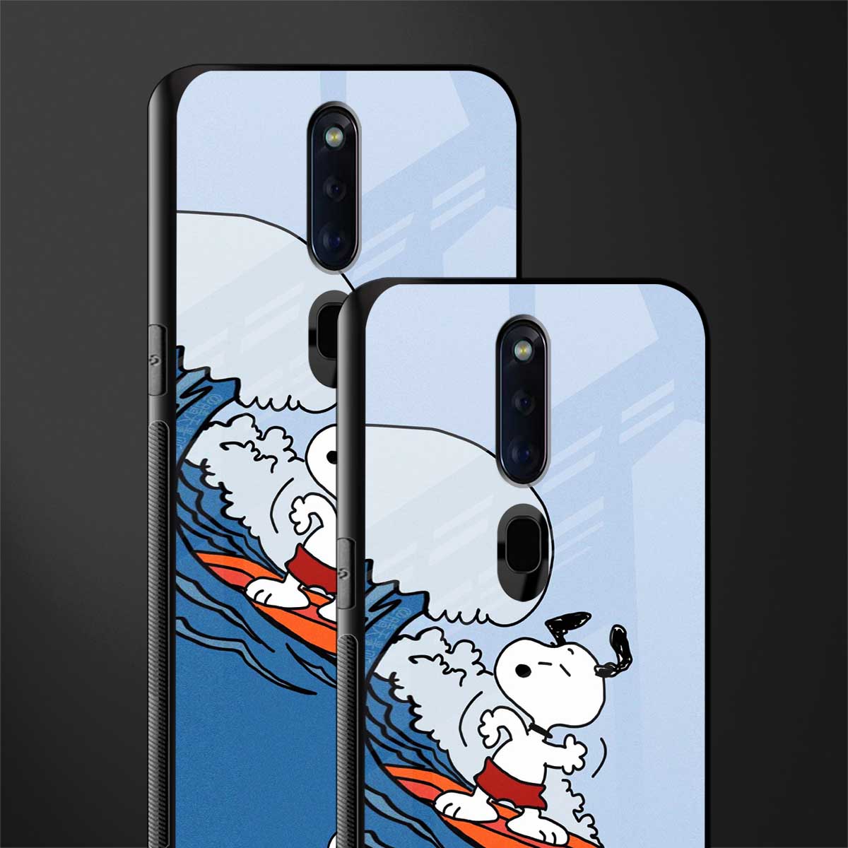 snoopy surfing glass case for oppo f11 pro image-2