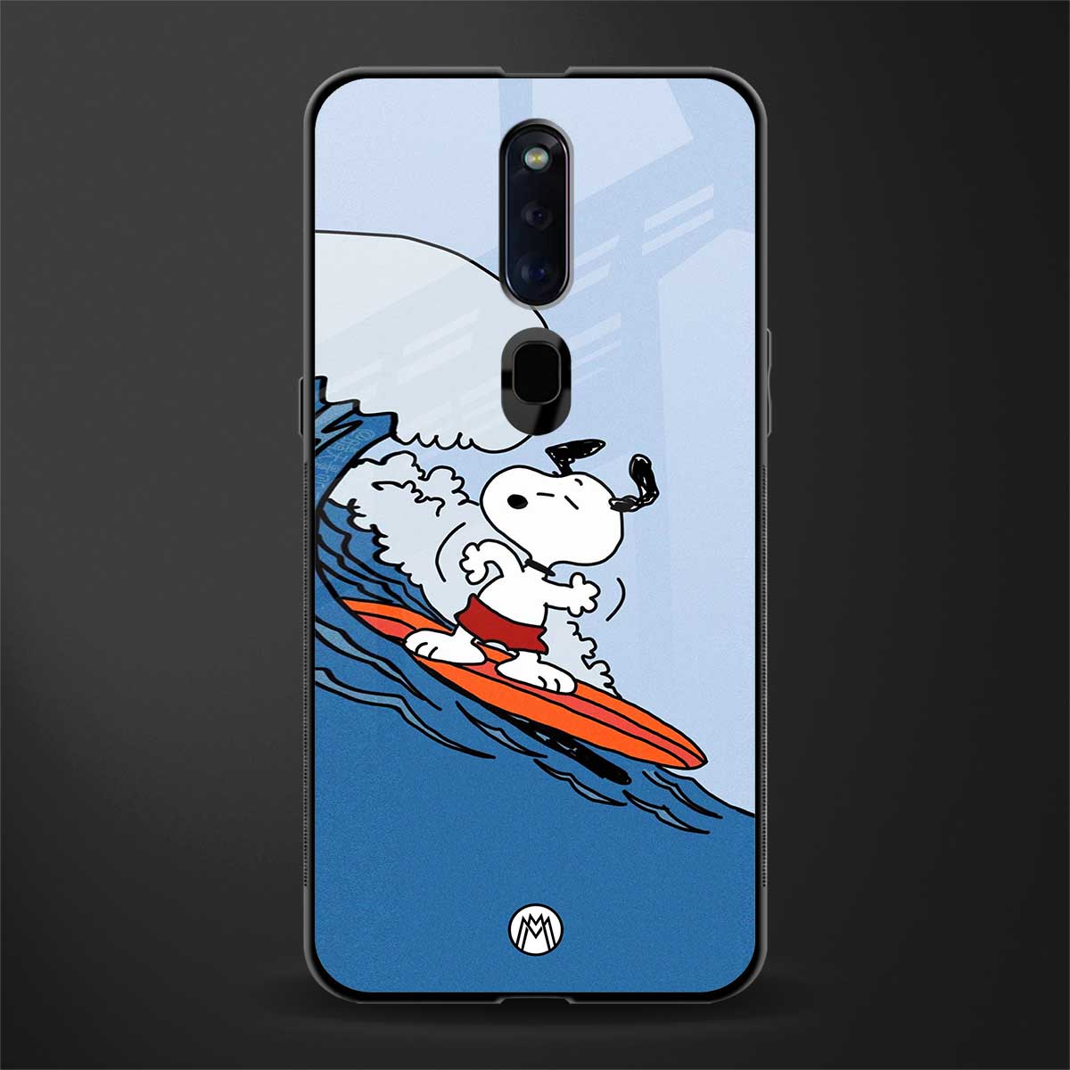 snoopy surfing glass case for oppo f11 pro image