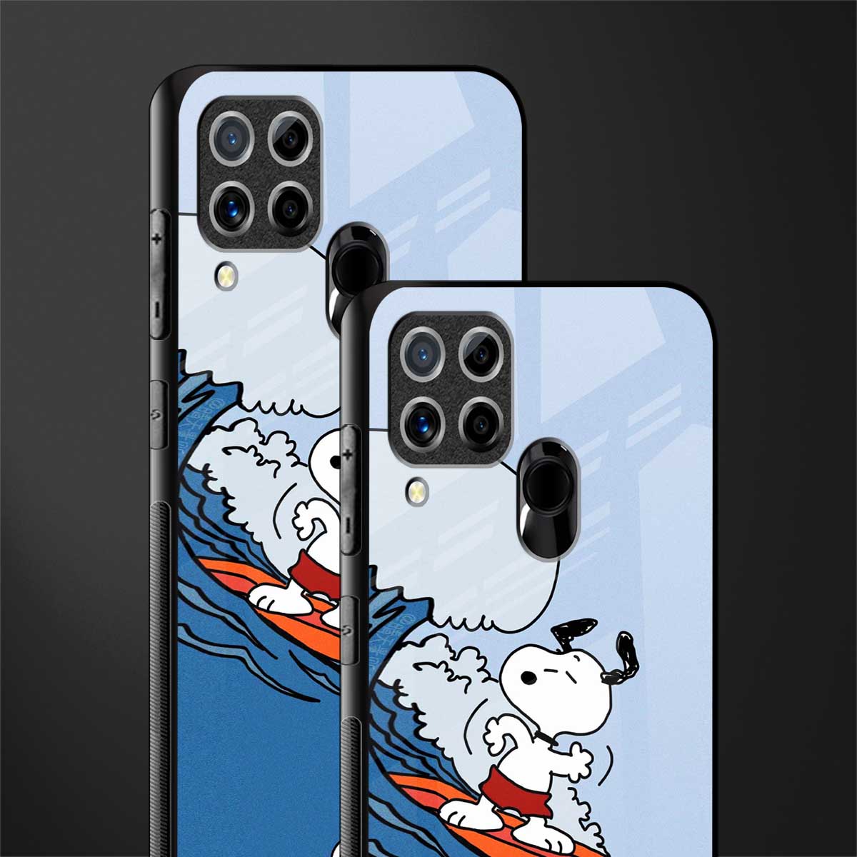 snoopy surfing glass case for realme c15 image-2