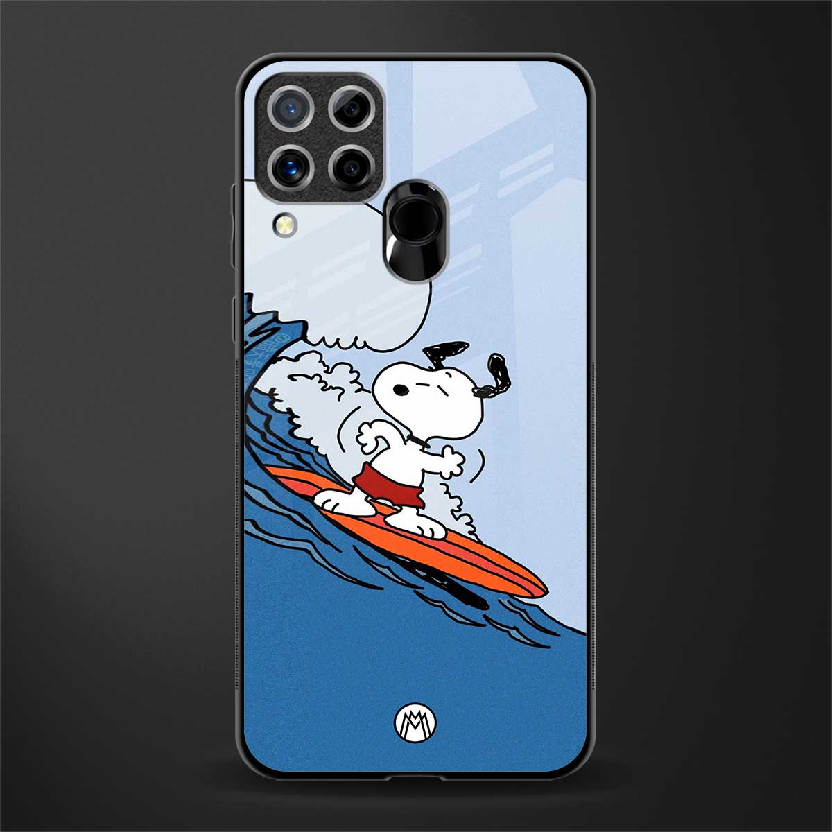 snoopy surfing glass case for realme c15 image