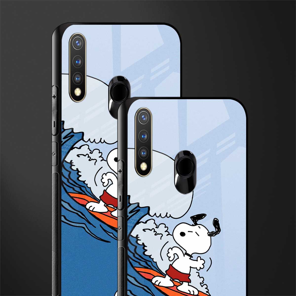 snoopy surfing glass case for vivo y19 image-2