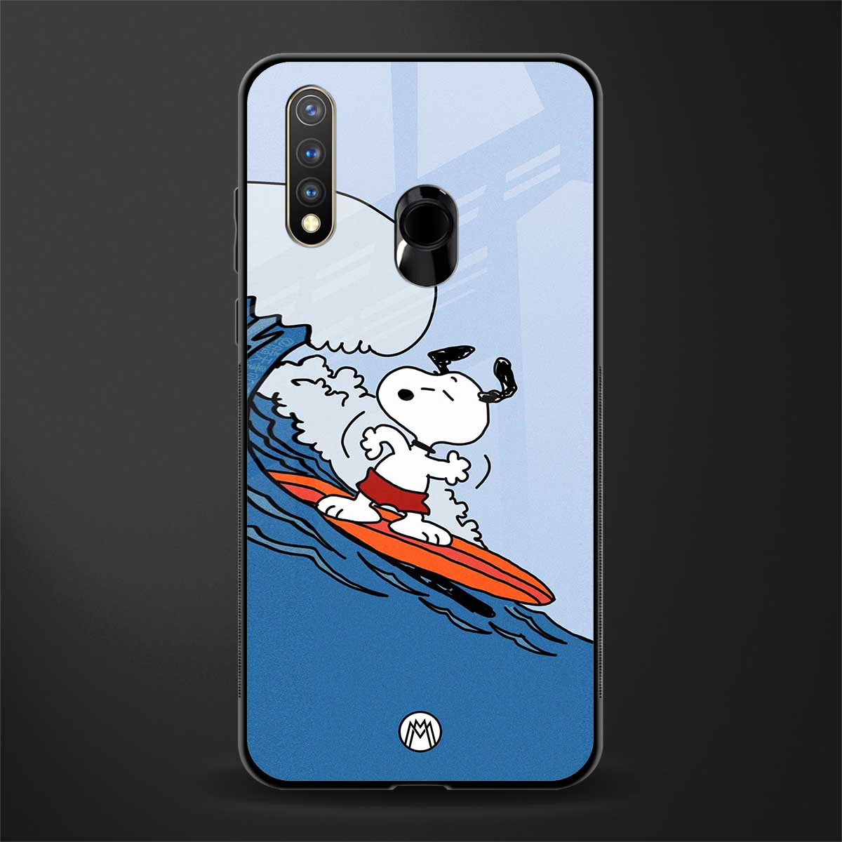snoopy surfing glass case for vivo y19 image