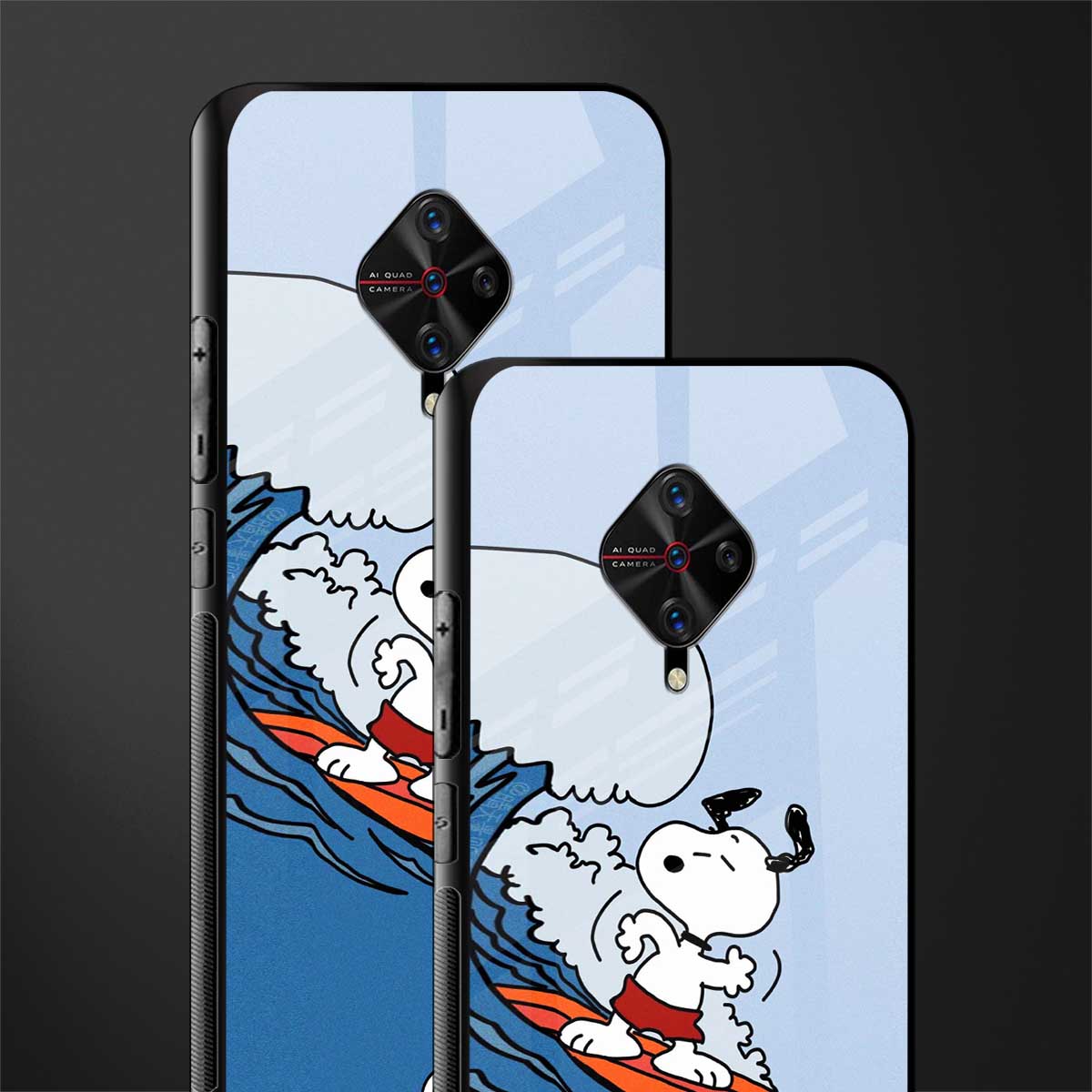 snoopy surfing glass case for vivo s1 pro image-2