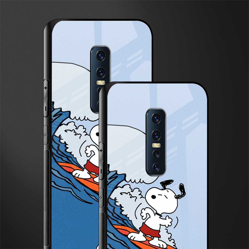 snoopy surfing glass case for vivo v17 pro image-2