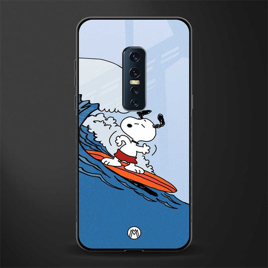 snoopy surfing glass case for vivo v17 pro image