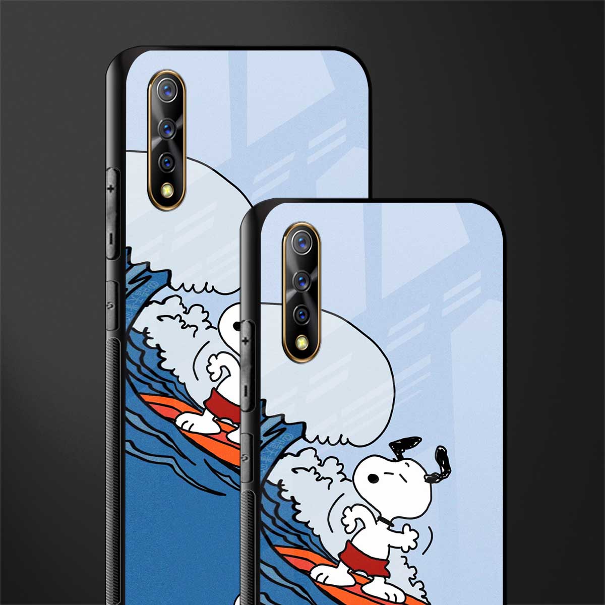 snoopy surfing glass case for vivo s1 image-2