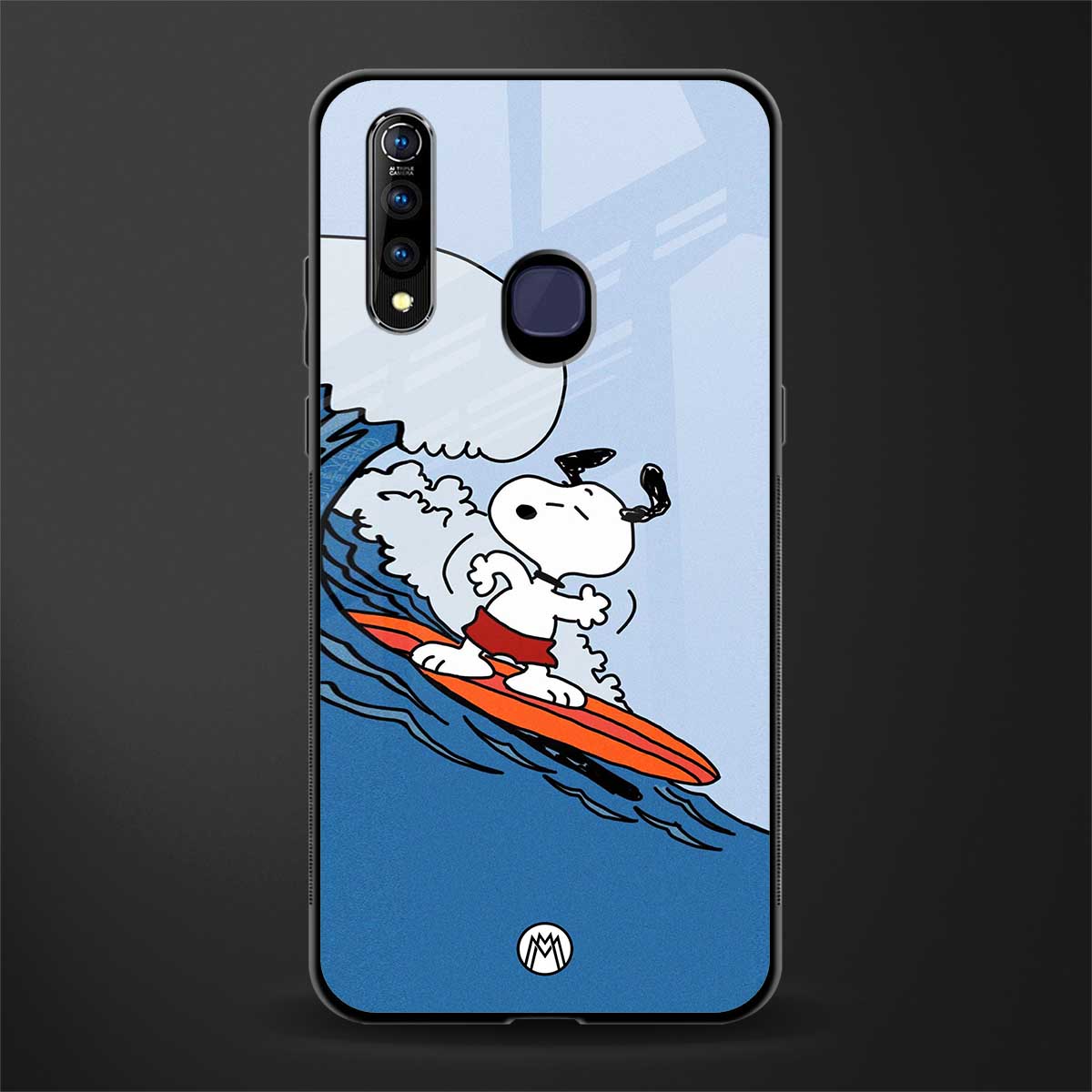 snoopy surfing glass case for vivo z1 pro image