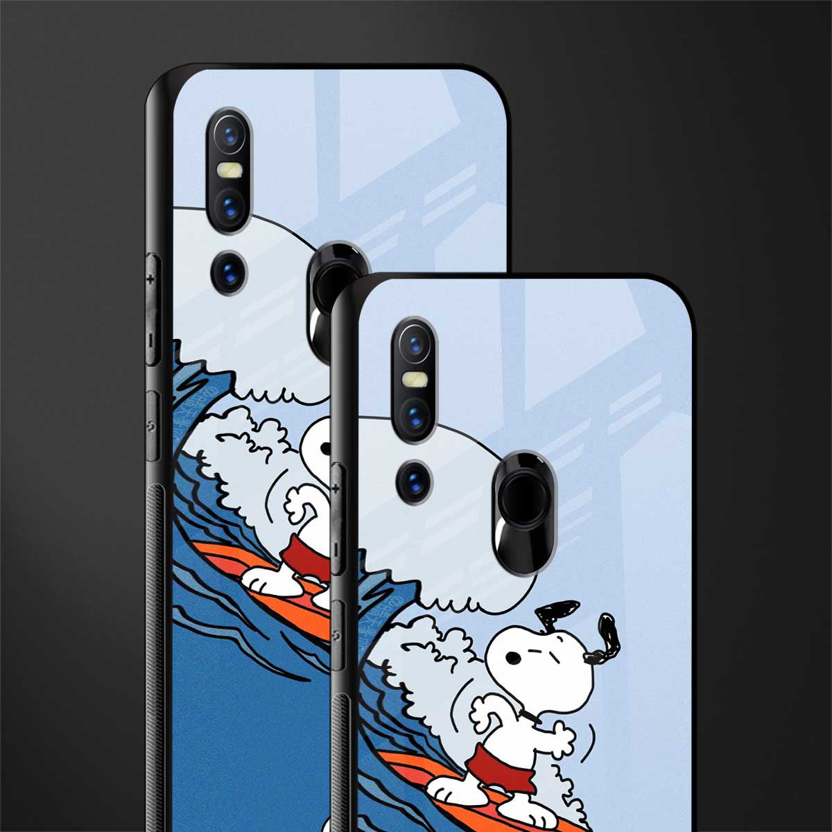 snoopy surfing glass case for vivo v15 image-2