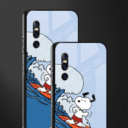 snoopy surfing glass case for vivo v15 pro image-2