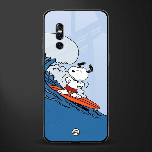 snoopy surfing glass case for vivo v15 pro image
