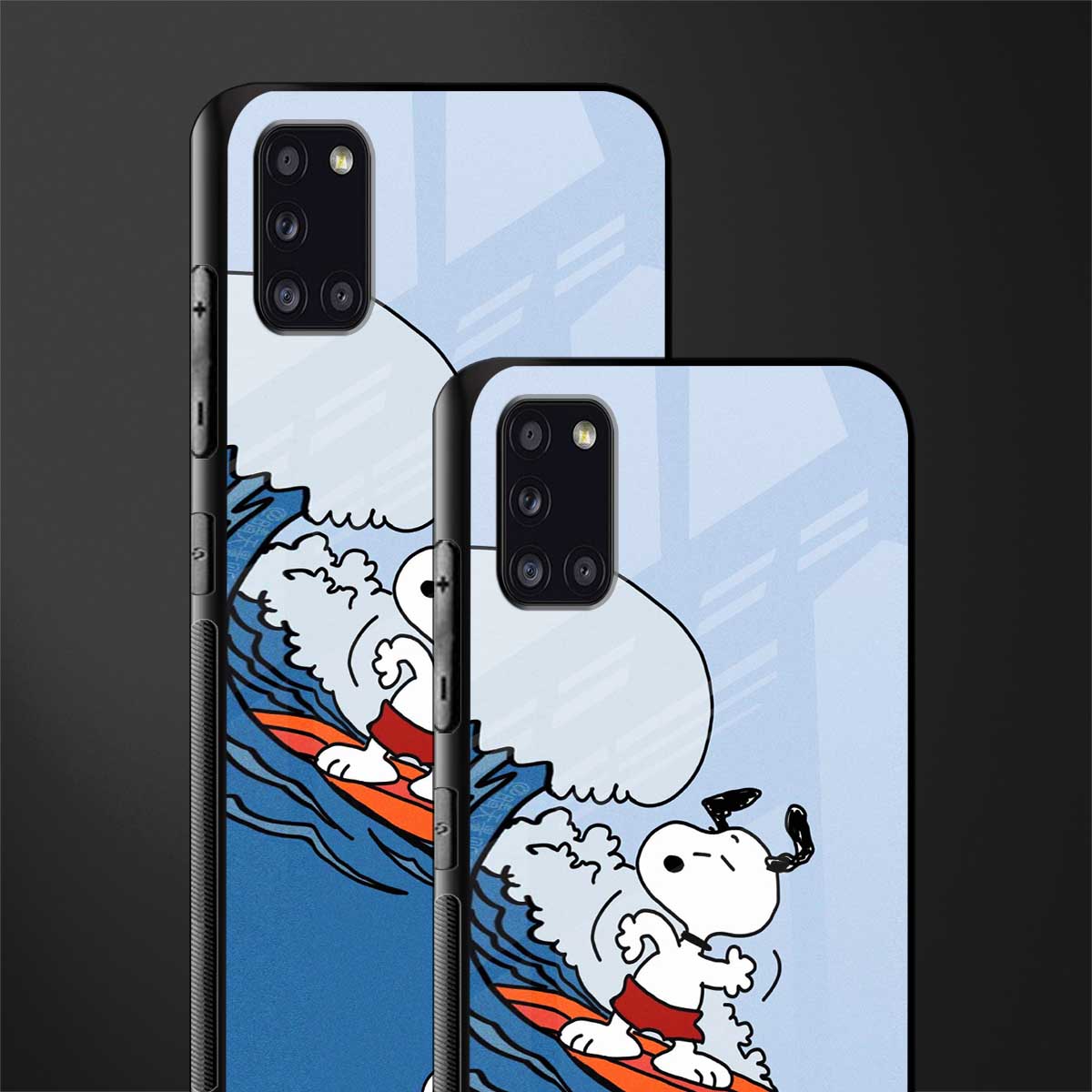 snoopy surfing glass case for samsung galaxy a31 image-2