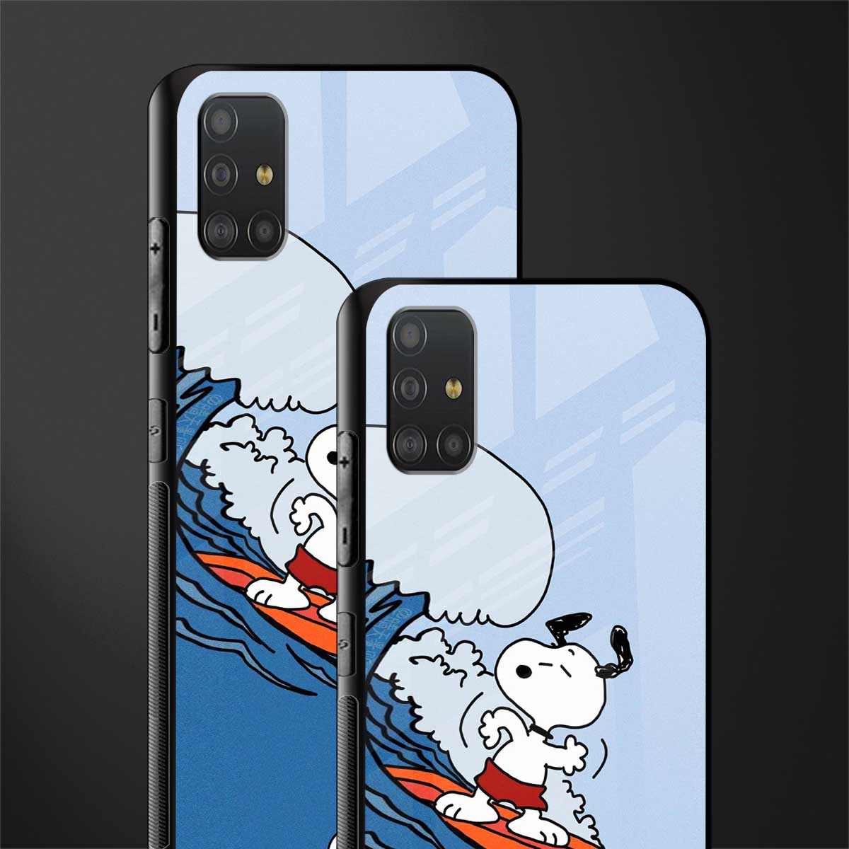 snoopy surfing glass case for samsung galaxy a51 image-2