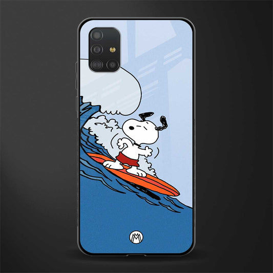 snoopy surfing glass case for samsung galaxy a51 image