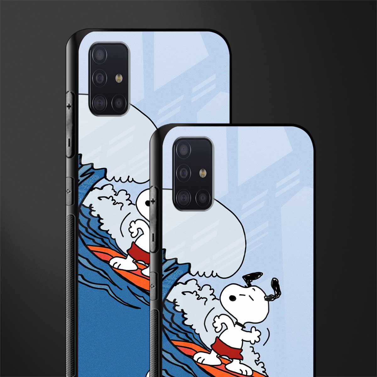 snoopy surfing glass case for samsung galaxy a71 image-2