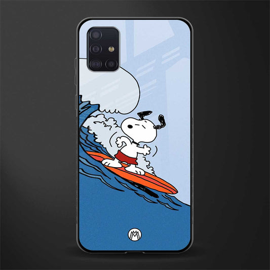 snoopy surfing glass case for samsung galaxy a71 image