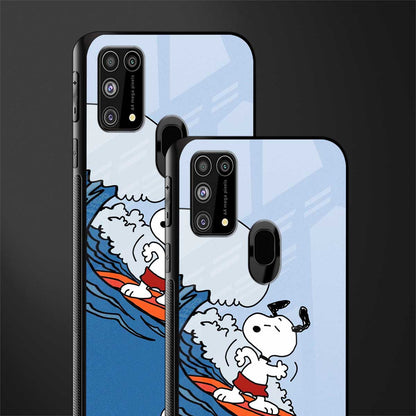 snoopy surfing glass case for samsung galaxy f41 image-2