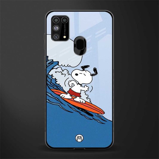 snoopy surfing glass case for samsung galaxy m31 prime edition image