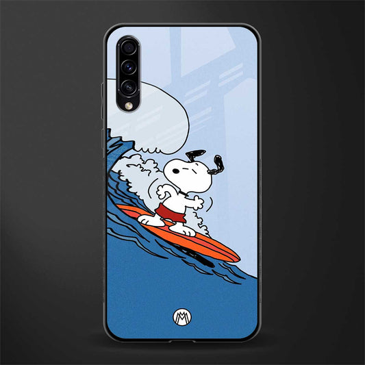 snoopy surfing glass case for samsung galaxy a50 image