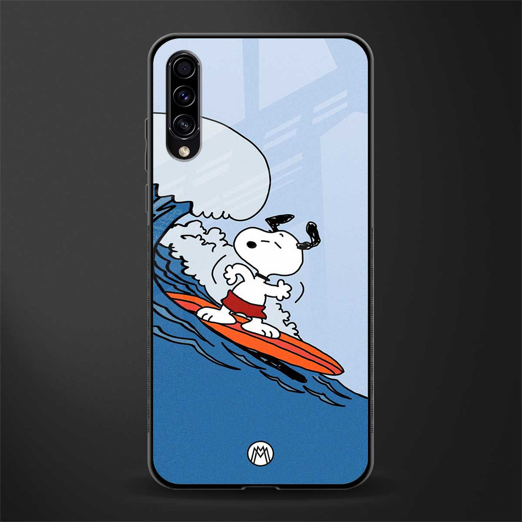 snoopy surfing glass case for samsung galaxy a30s image