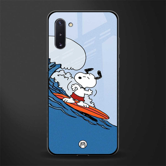 snoopy surfing glass case for samsung galaxy note 10 image