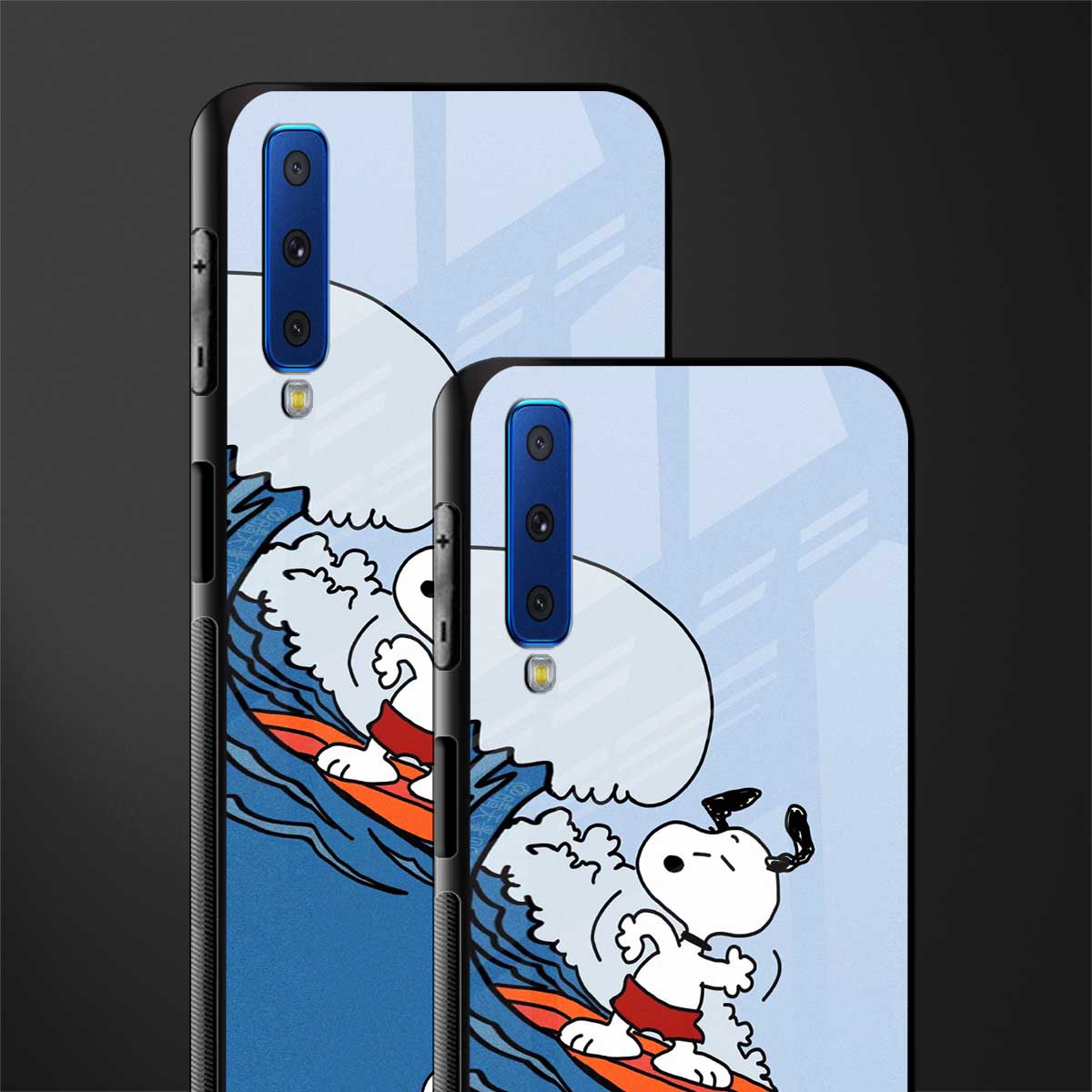 snoopy surfing glass case for samsung galaxy a7 2018 image-2