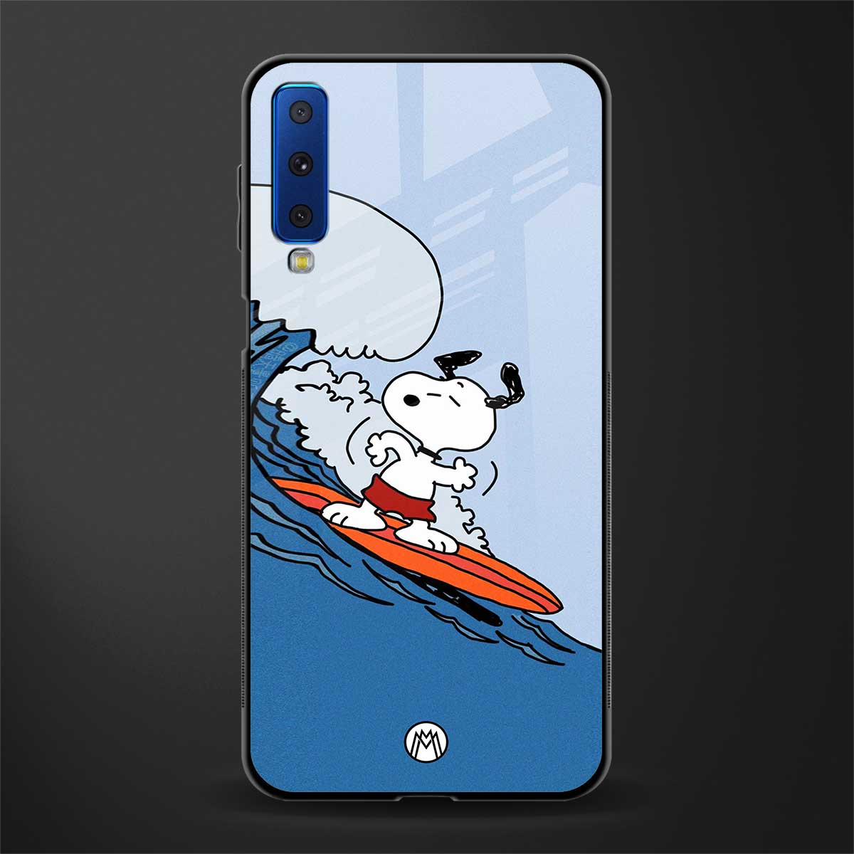 snoopy surfing glass case for samsung galaxy a7 2018 image