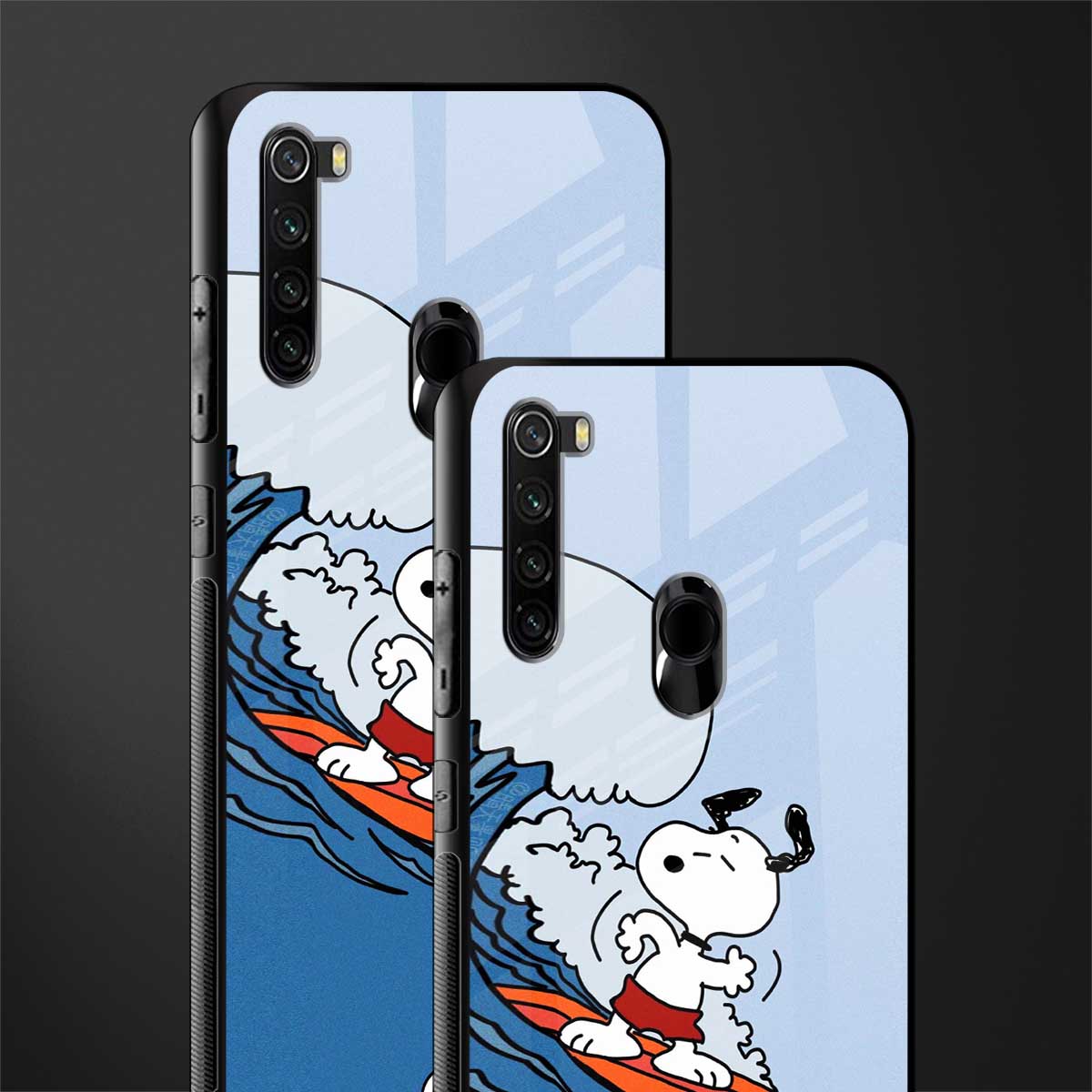 snoopy surfing glass case for redmi note 8 image-2