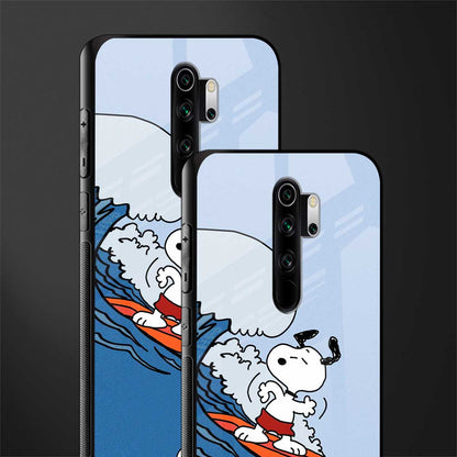 snoopy surfing glass case for redmi note 8 pro image-2