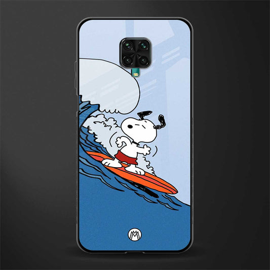 snoopy surfing glass case for redmi note 9 pro image