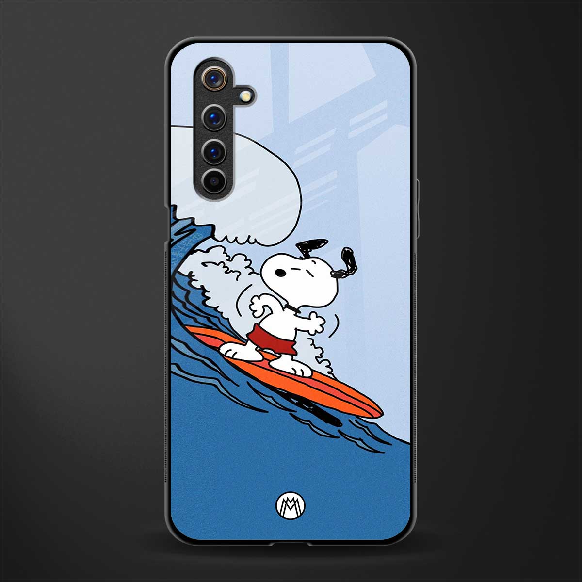 snoopy surfing glass case for realme 6i image