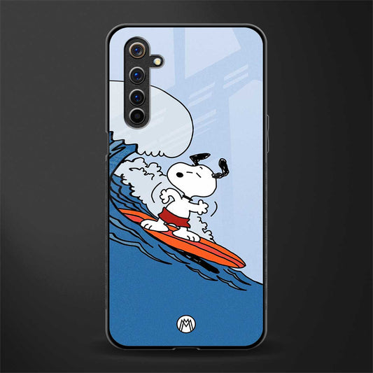 snoopy surfing glass case for realme 6 image