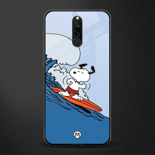 snoopy surfing glass case for redmi 8 image