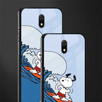 snoopy surfing glass case for redmi 8a image-2