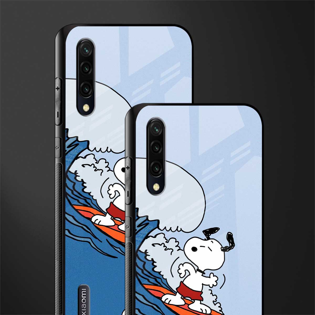 snoopy surfing glass case for mi a3 redmi a3 image-2