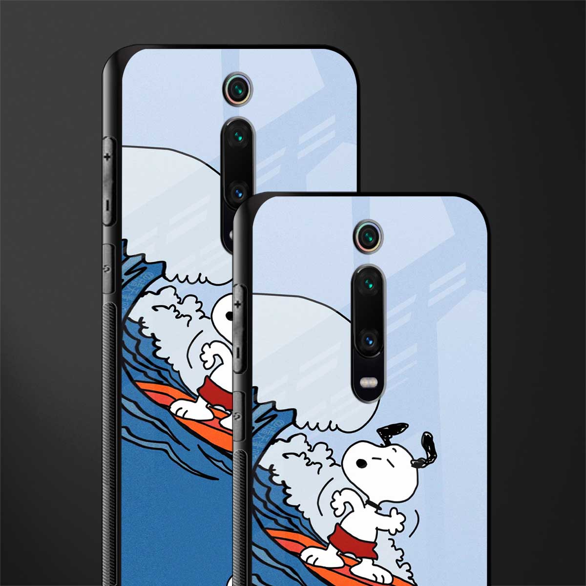 snoopy surfing glass case for redmi k20 image-2