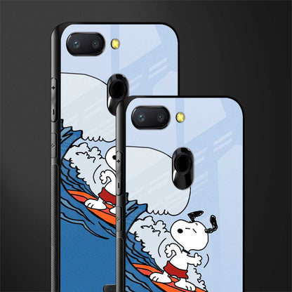 snoopy surfing glass case for redmi 6 image-2