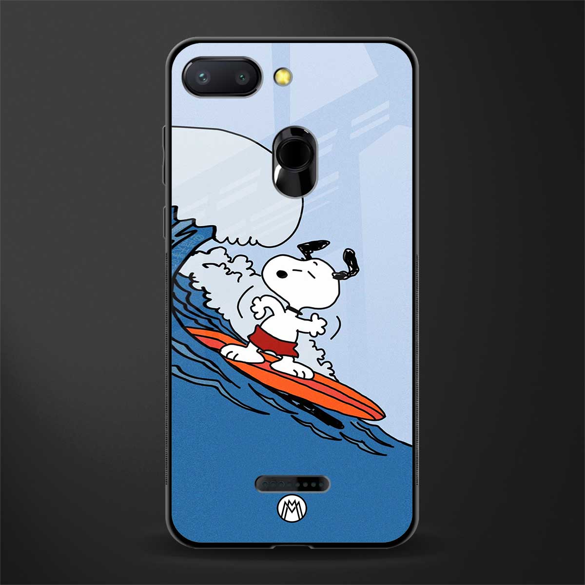 snoopy surfing glass case for redmi 6 image