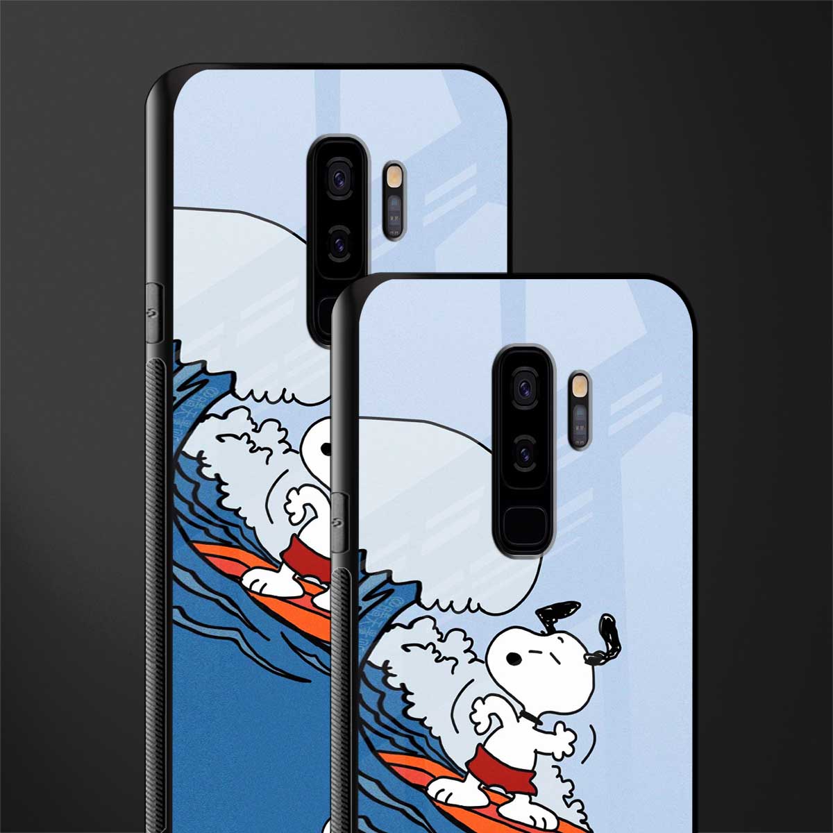 snoopy surfing glass case for samsung galaxy s9 plus image-2