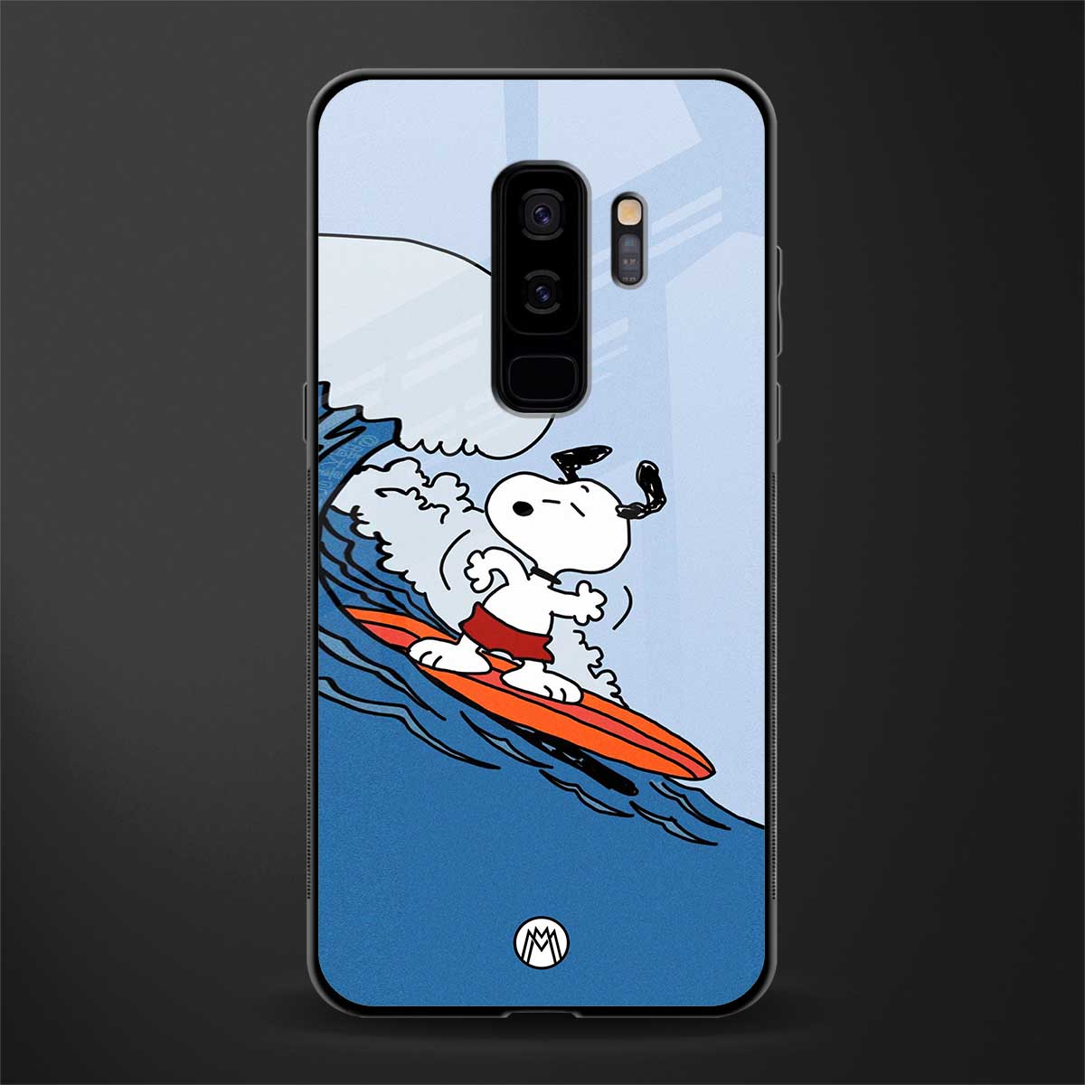 snoopy surfing glass case for samsung galaxy s9 plus image