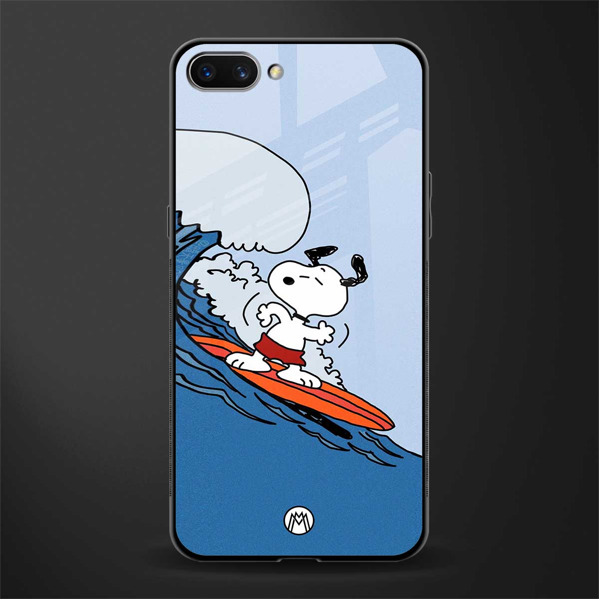 snoopy surfing glass case for oppo a3s image