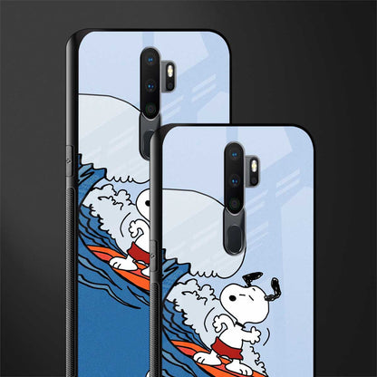 snoopy surfing glass case for oppo a5 2020 image-2