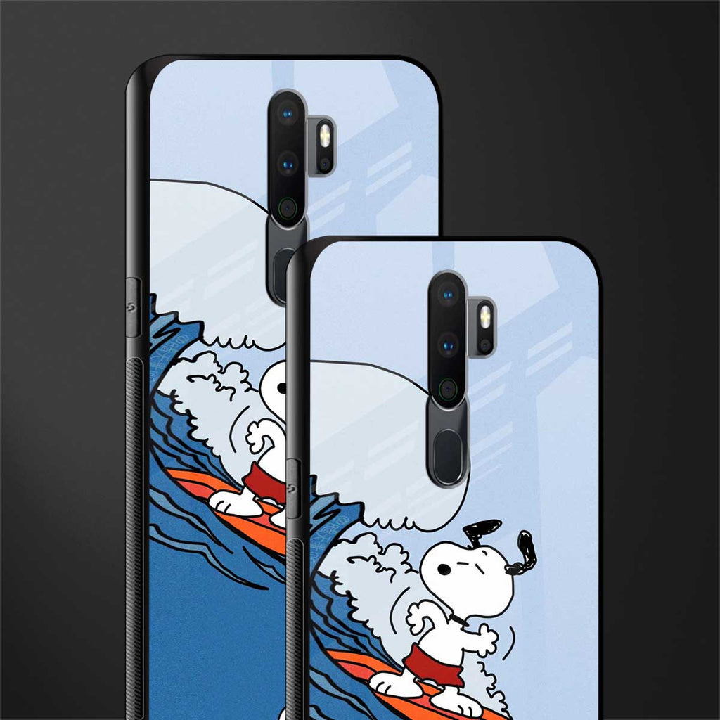 snoopy surfing glass case for oppo a9 2020 image-2
