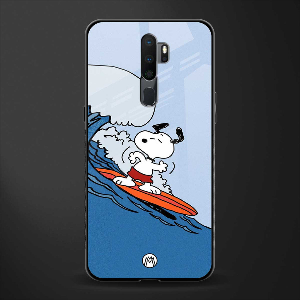 snoopy surfing glass case for oppo a9 2020 image