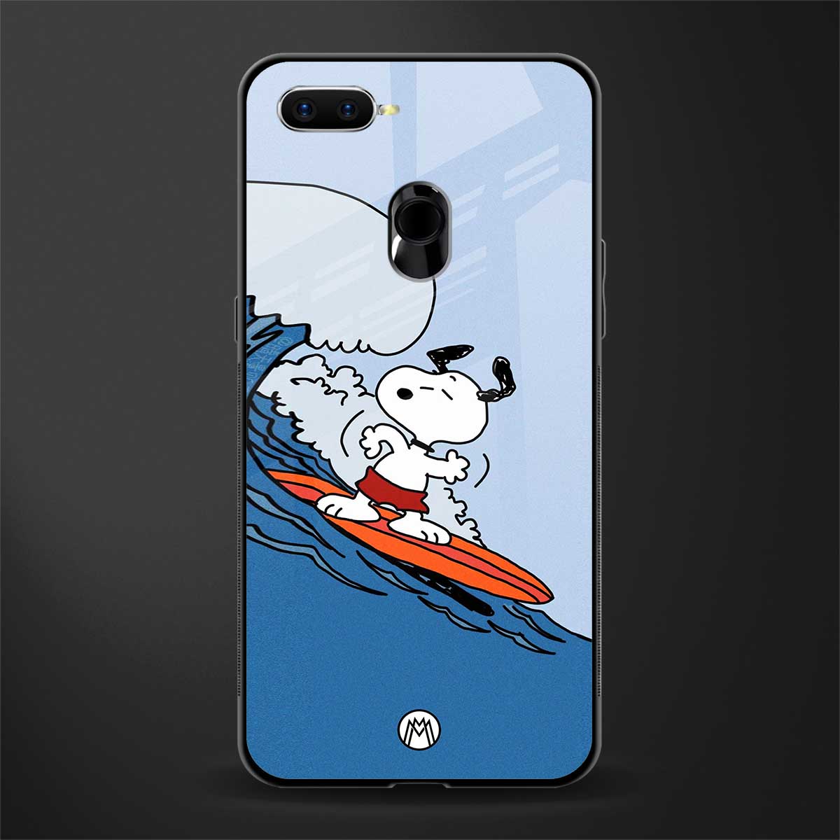 snoopy surfing glass case for oppo a12 image