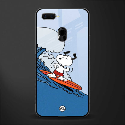 snoopy surfing glass case for oppo a5s image