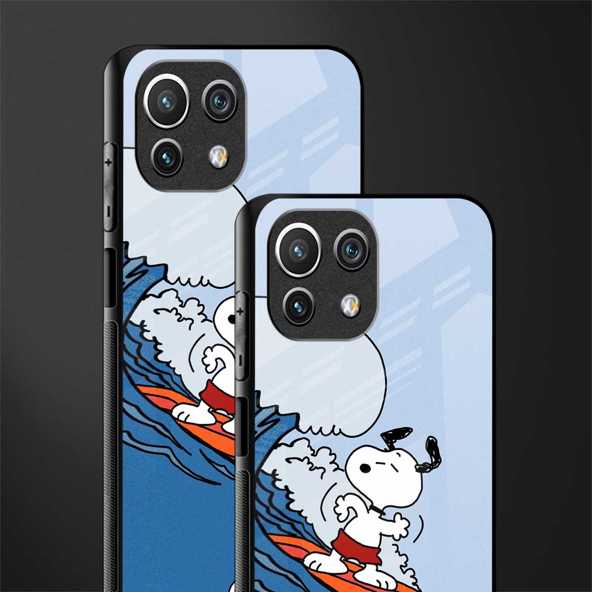 snoopy surfing glass case for mi 11 lite image-2