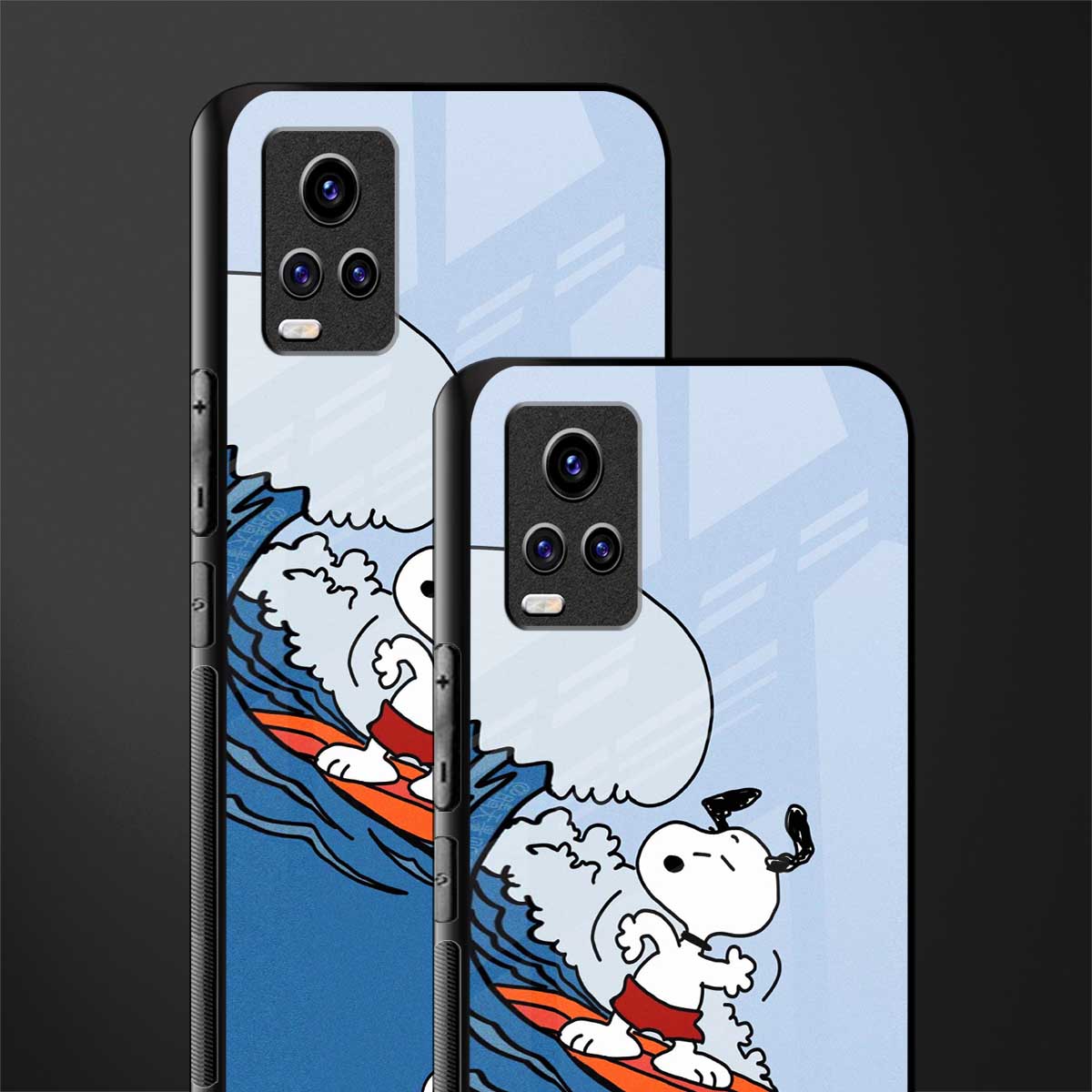 snoopy surfing back phone cover | glass case for vivo y73